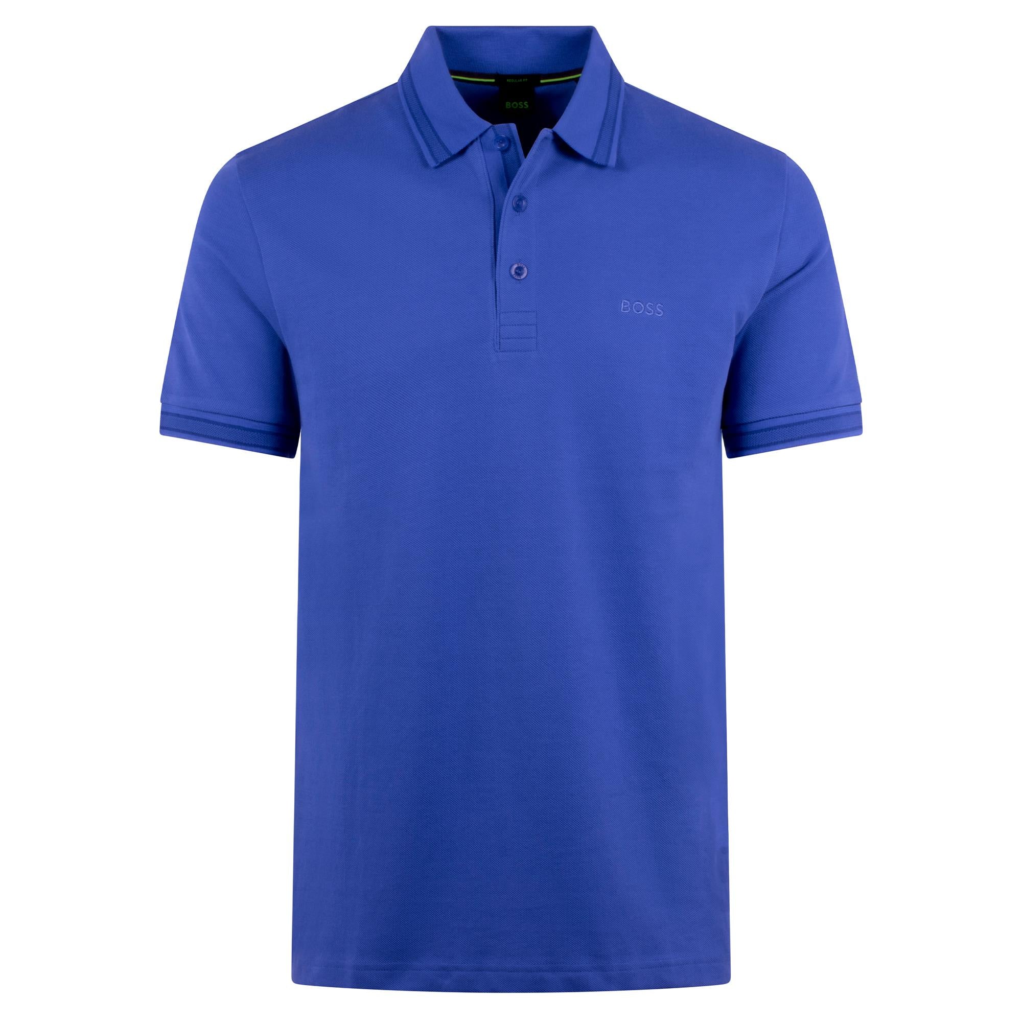 Boss Paddy Cotton Pique Mens Polo Shirt Medium Blue